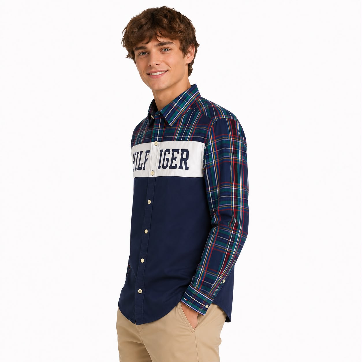 Tommy Hilfiger Color block button shirt for boy