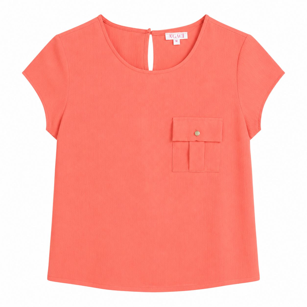 A’gaci Short-sleeved coral blouse with round neckline Women’s
