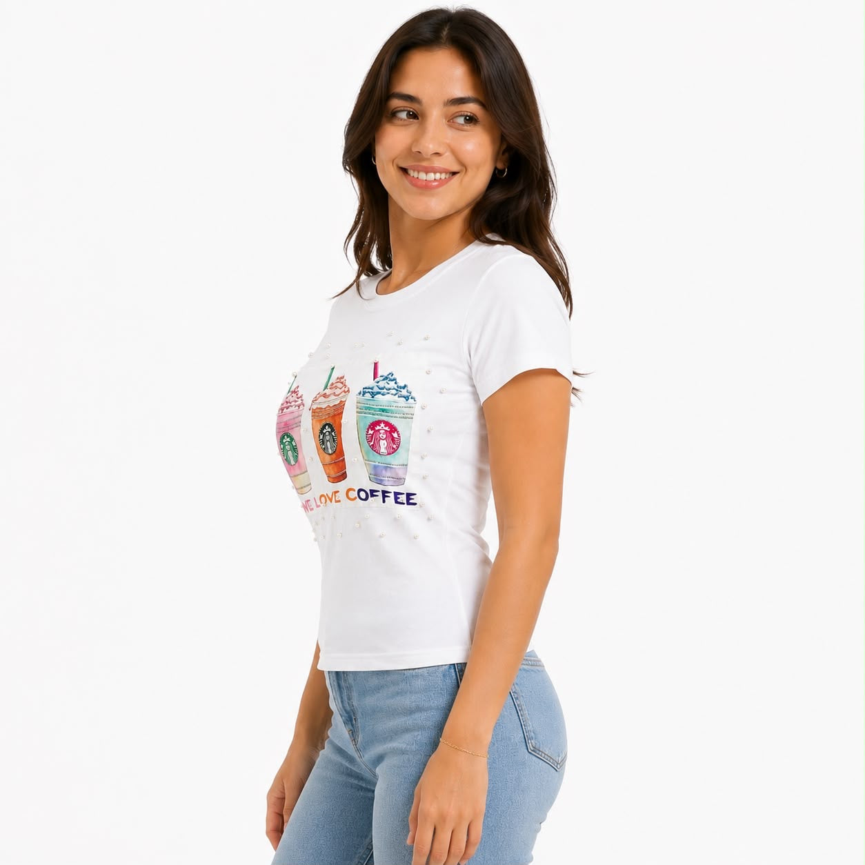 Olly Z White short-sleeved t-shirt stands out for a striking design