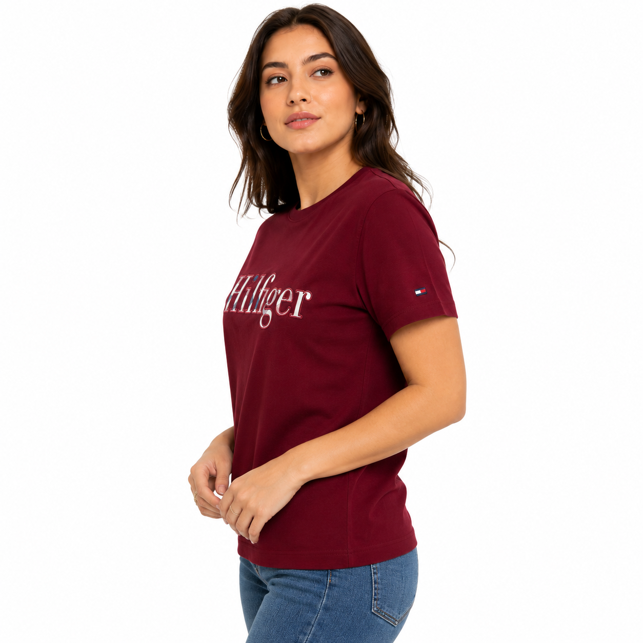 Tommy Hilfiger Plaid Hilfiger Logo T-Shirt Women’s