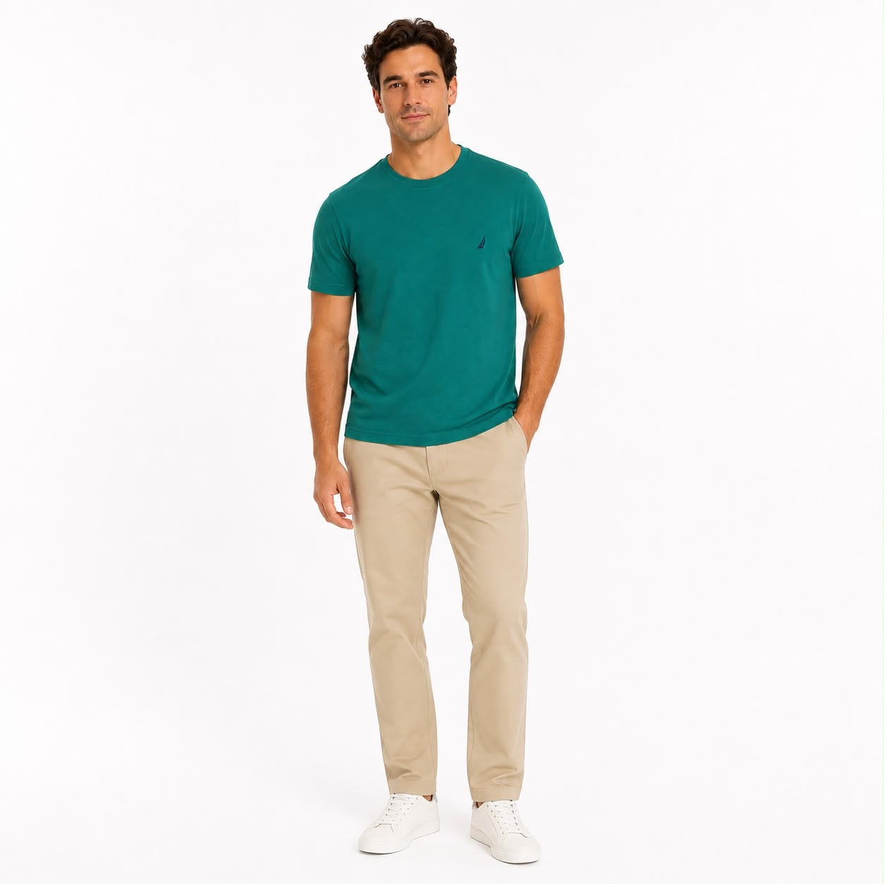 NAUTICA-Green t-shirt with round neck and classic cut