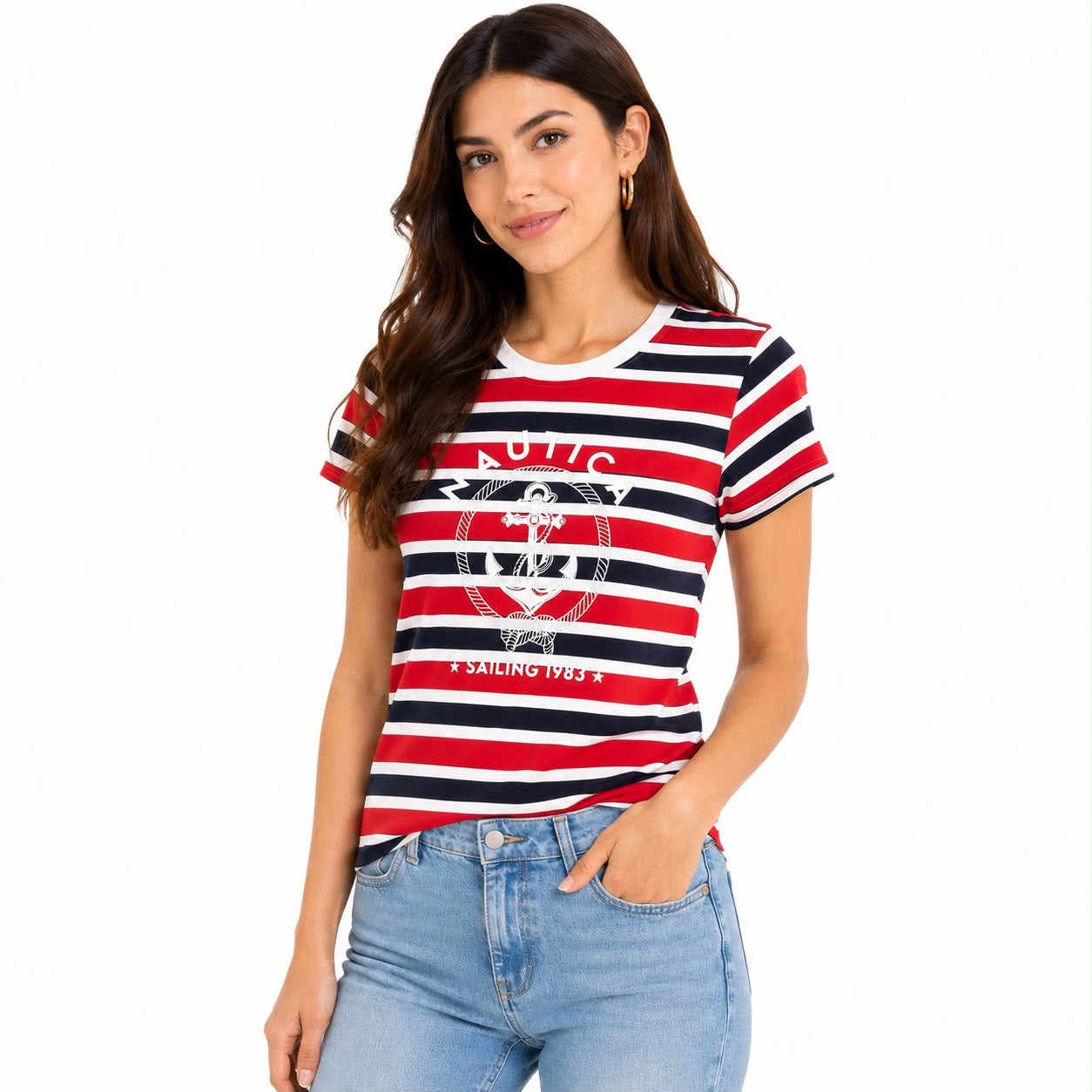 Nautica Sailing 1983 Striped Graphic T-Shirt