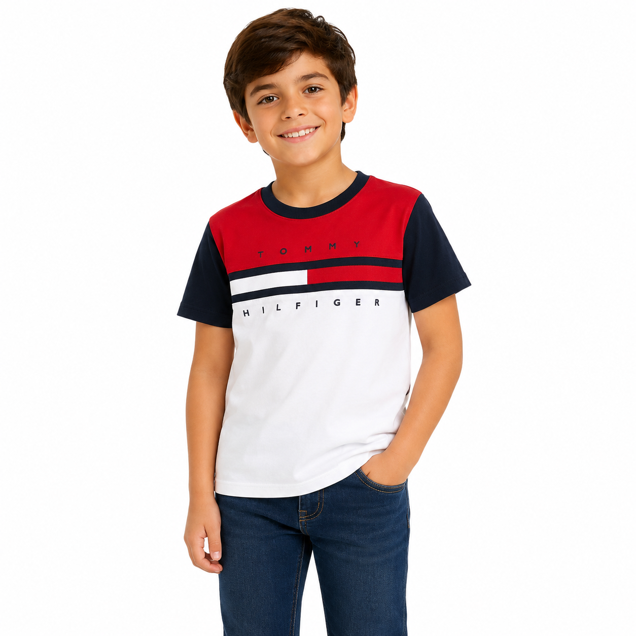 Tommy Hilfiger-Kids' Colorblock Flag Stripe T-Shirt