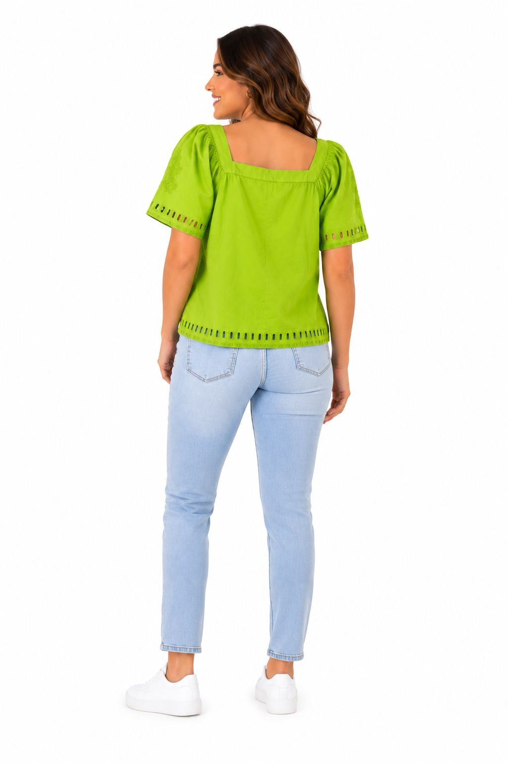 CALLIGRAPHIE-Blusa corta Rails Laine Top en color Island Green