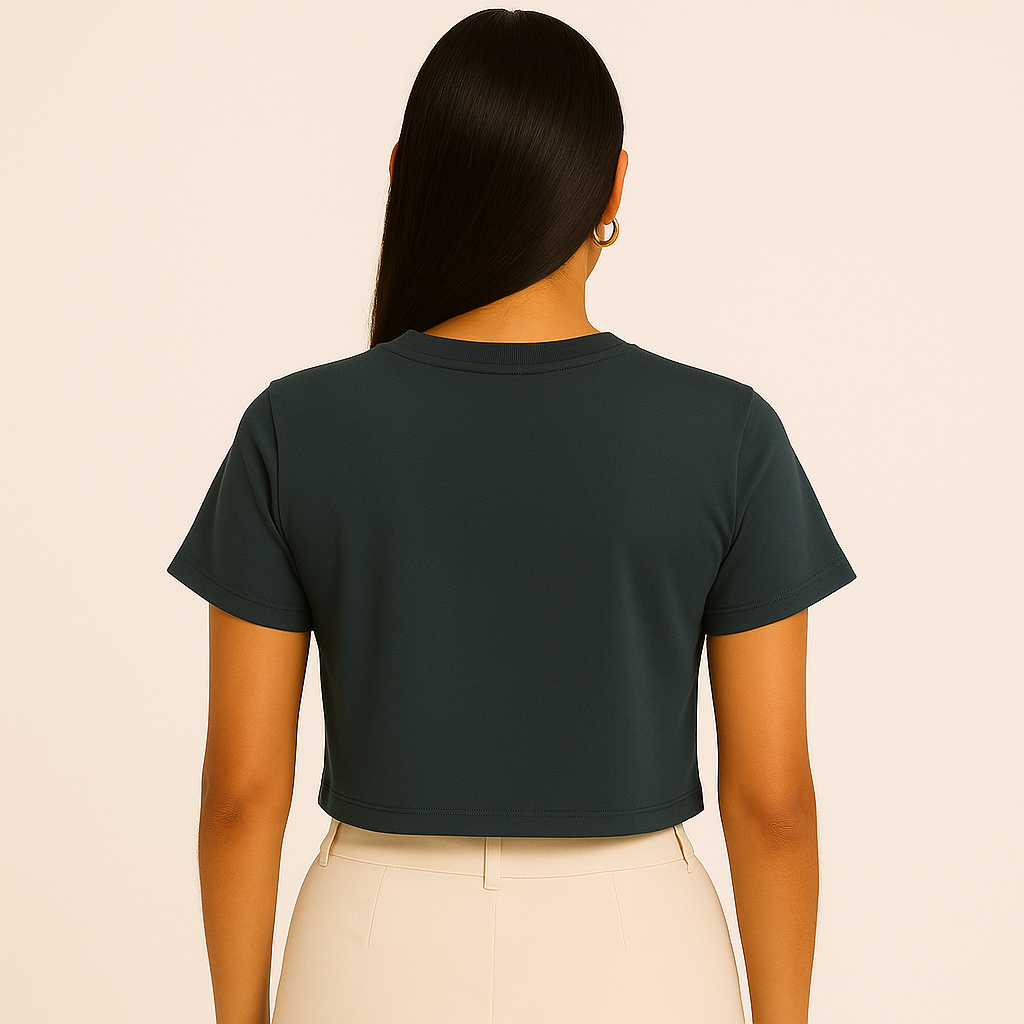 Just Polly Womens Summer Crop Tops Short Sleeve Round Neck T-Shirts Loose Fit Casual Blouse