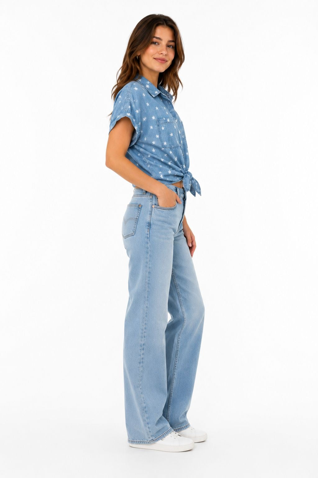 AUTUMN SKYE-Short-sleeved shirt with star print