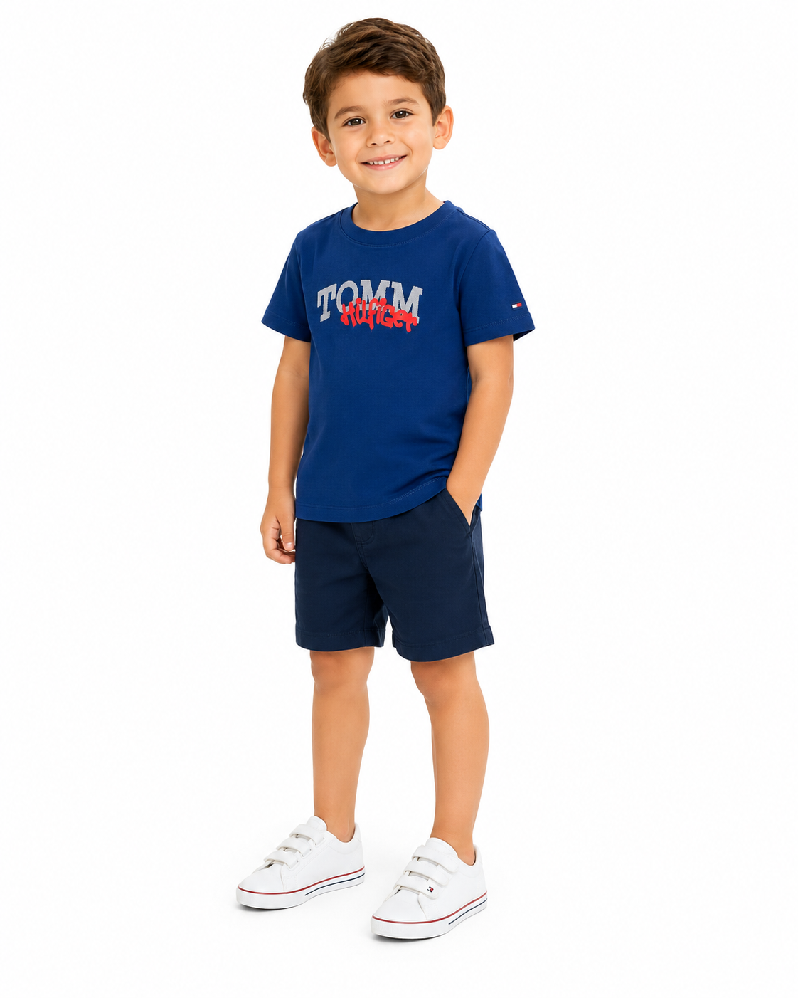 Tommy Hilfiger-Camiseta Con Logo Estilo Grafiti Niño Azul Tommy Hilfiger