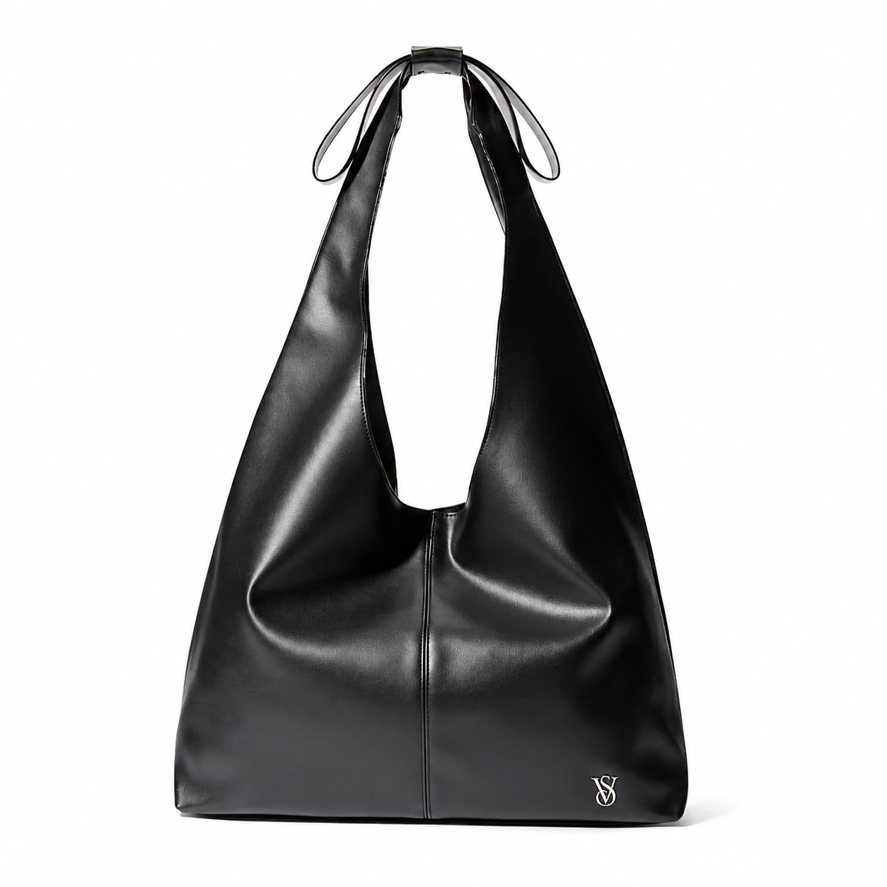 Victoria's Secret Bow Tote Bag Black Faux Leather Shoulder Bag