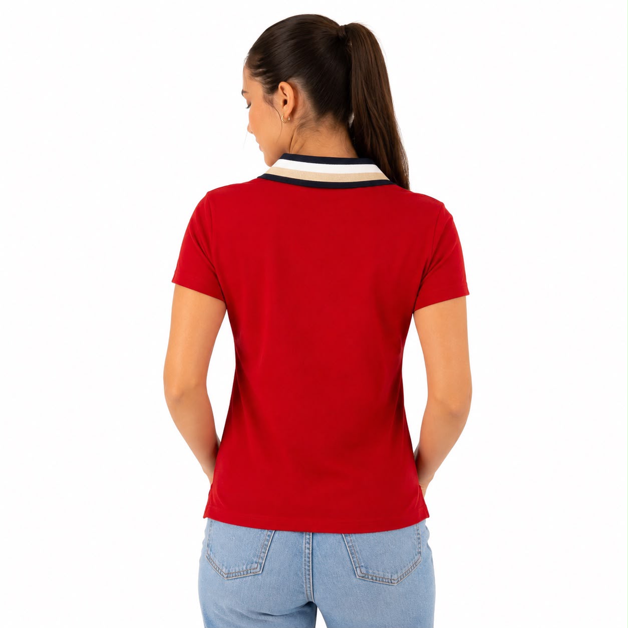 Tommy Hilfiger Tommy Hilfiger Women's Short Sleeve Lurex Tipped Cotton Pique Sportswear Top