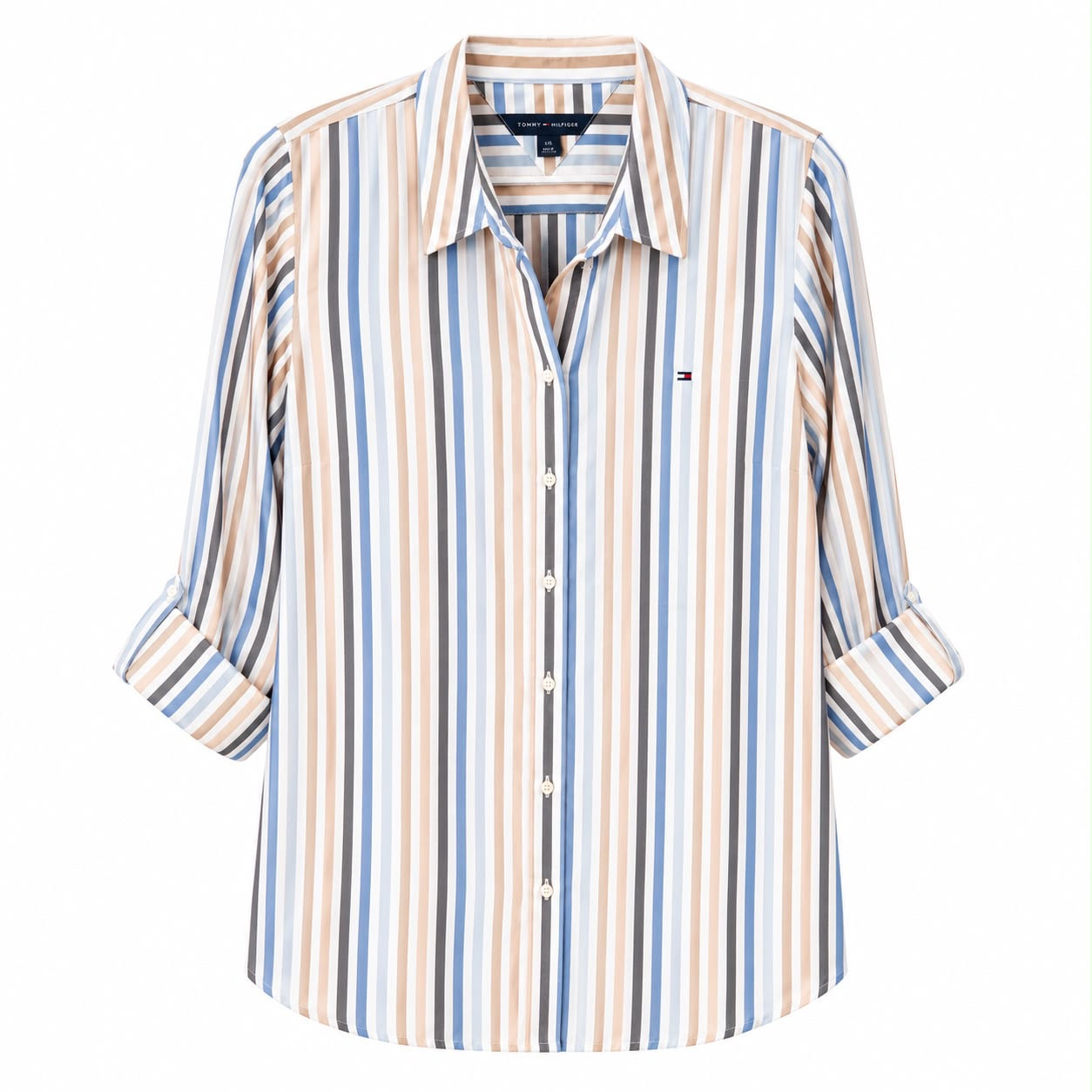 Tommy Hilfiger Women's Stern Striped Roll-Tab Shirt