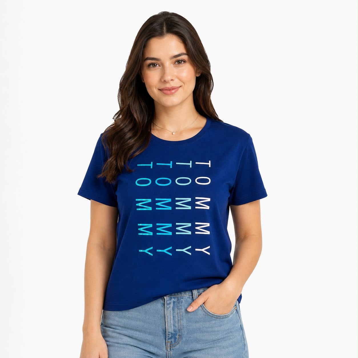 Tommy Hilfiger Sport Womens Navy Logo Graphic Short Sleeve Crew Neck Crop Top
