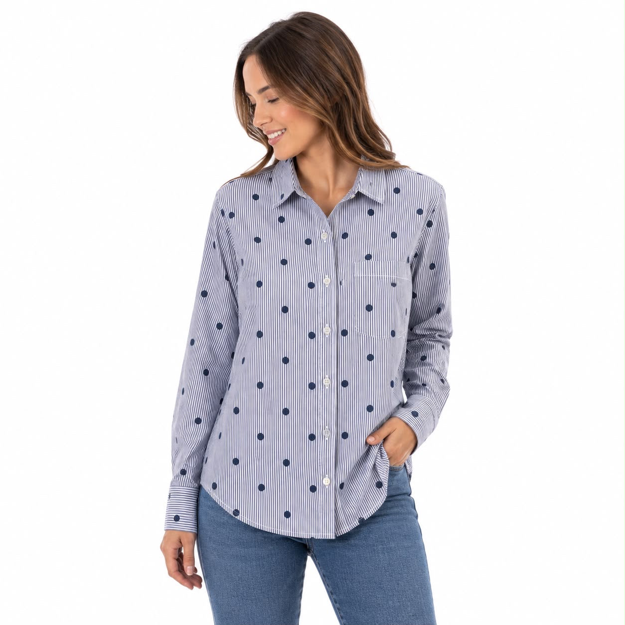 Tommy Hilfiger Relaxed Polka-Dot Poplin Jacquard Shirt