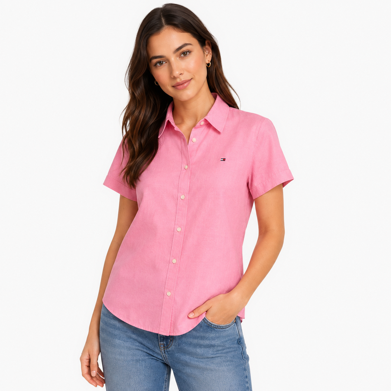 Tommy Hilfiger women's short sleeve Oxford shirt