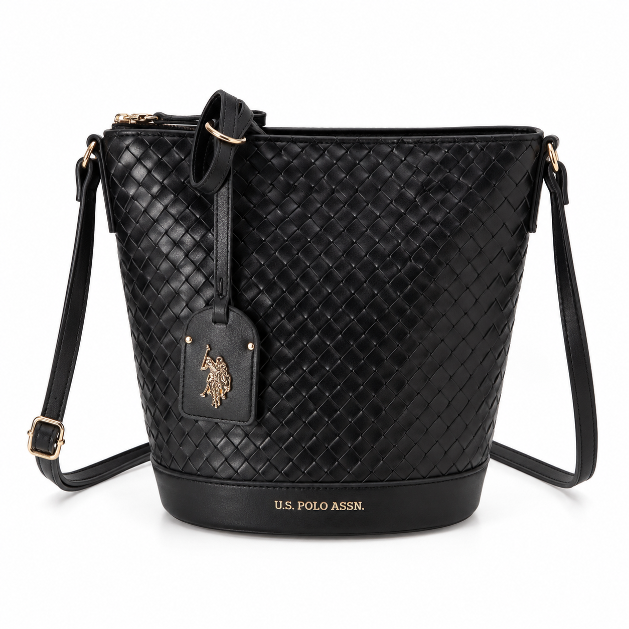 U.S. Polo Assn. woven crossbody bucket bag