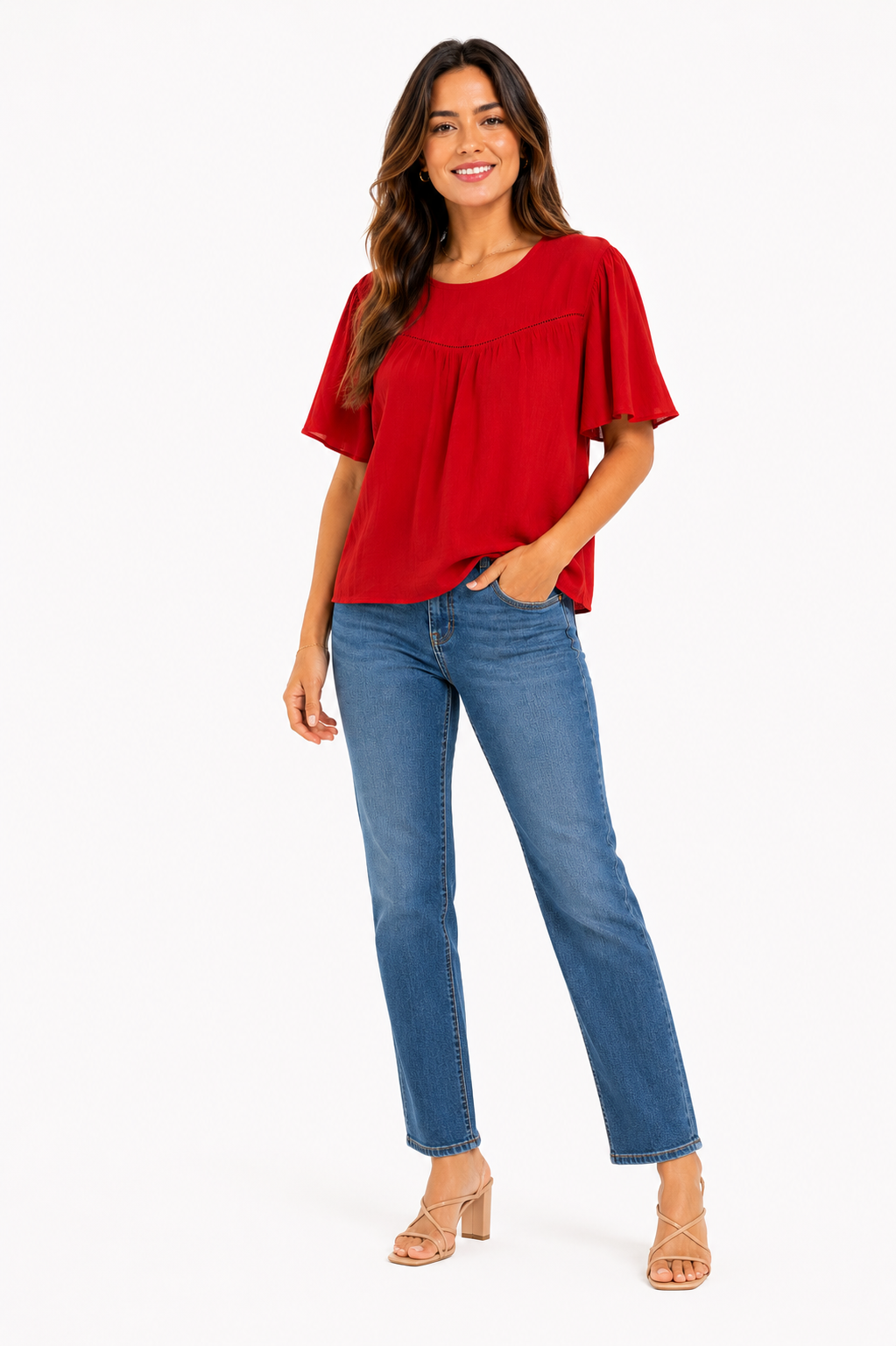 Nanette Lepore brand blouse in vibrant red
