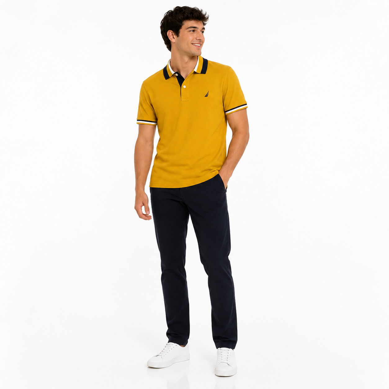 NAUTICA Chemise regular con cuello y mangas ribeteadas