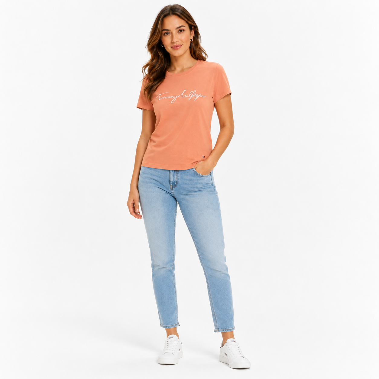 TOMMY HILFIGER-Embroidered Signature Crewneck T-Shirt