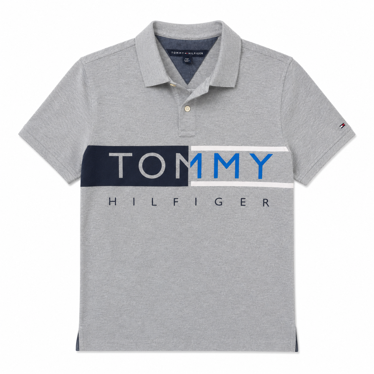 Tommy Hilfiger Men's Grey and White Polo-shirts