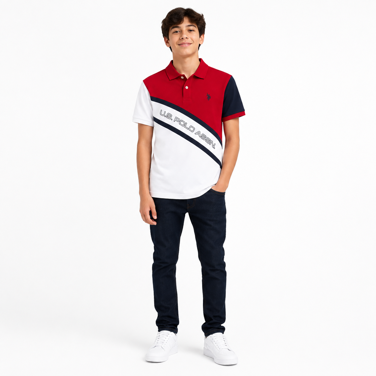 U.S. Polo Assn. Color Block Double Diagonal Sash Polo Shirt