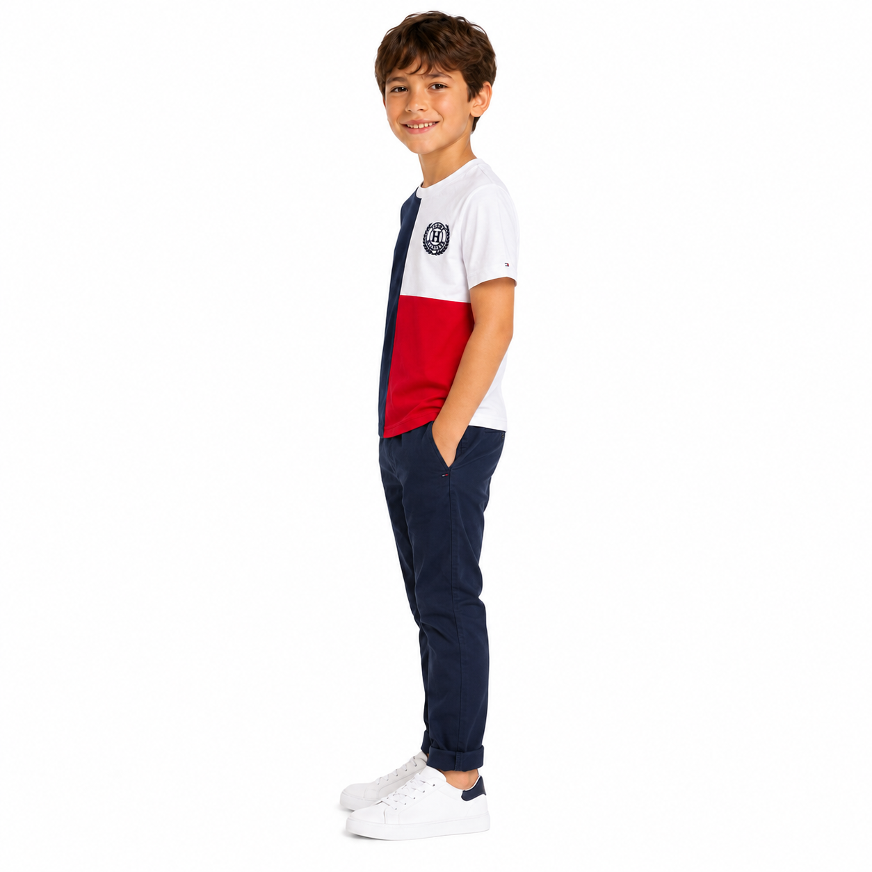 TOMMY HILFIGER-Big Boys Laurel Emblem Short Sleeve T-Shirt