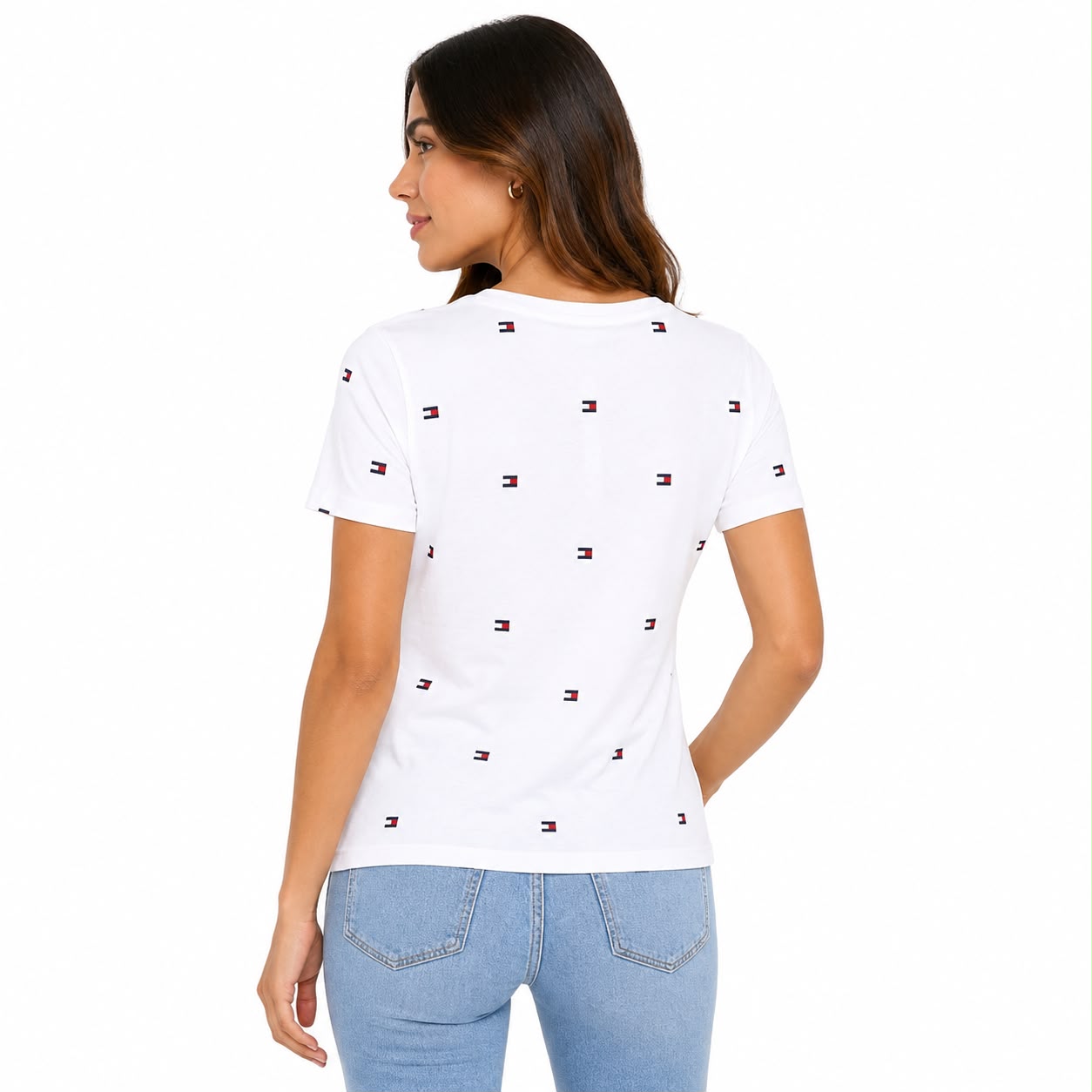 Tommy Hilfiger-Allover Flag V-Neck Favorite T-Shirt