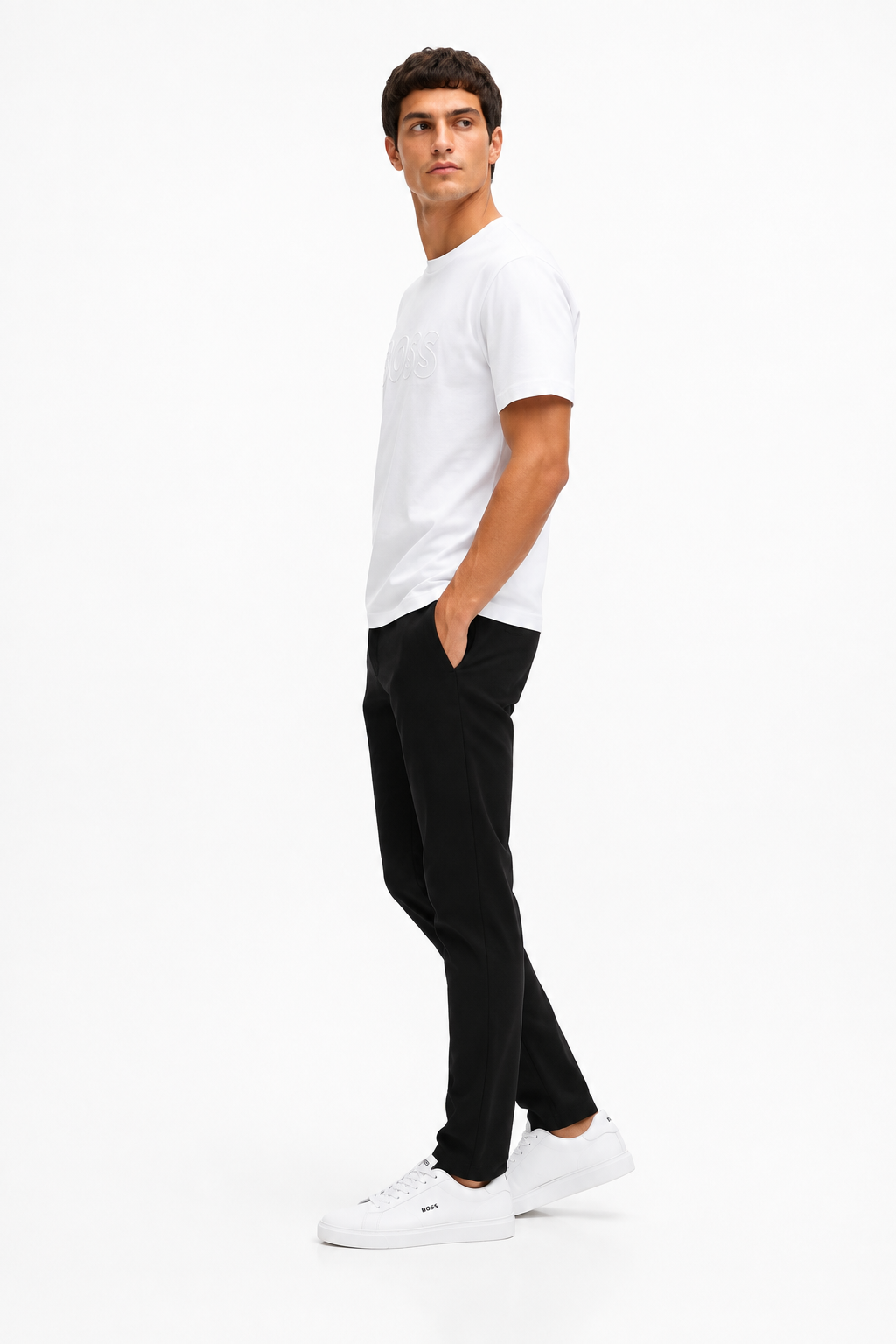 HUGO BOSS-White t-shirt of the brand BOSS with classic cut
