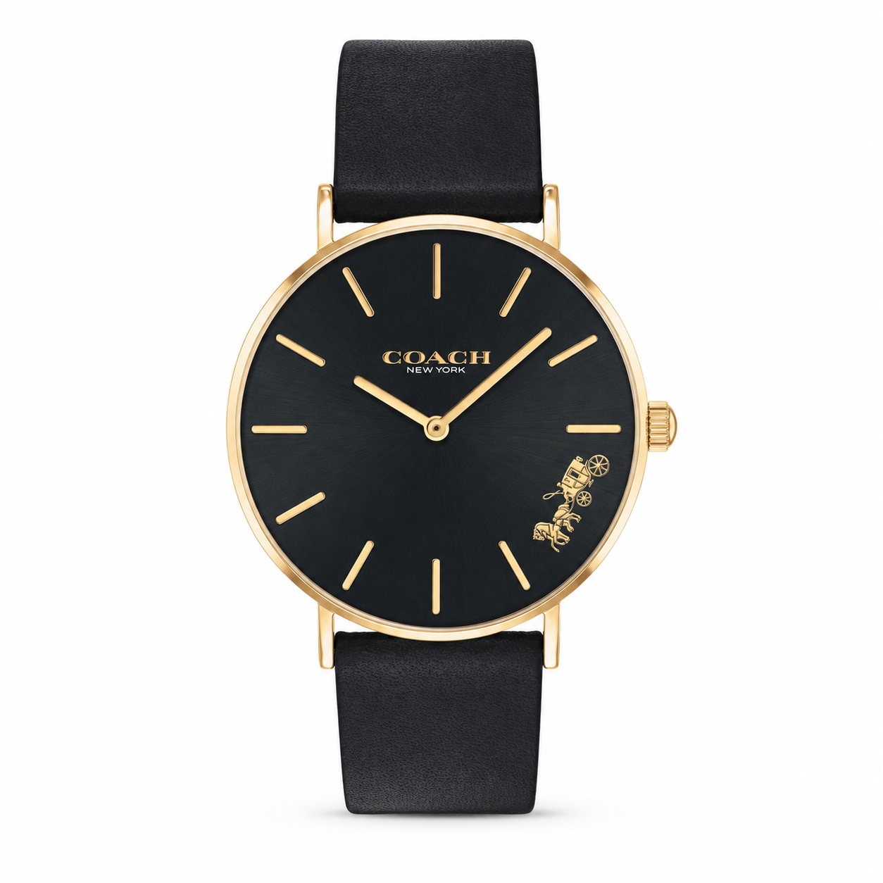 Coach Women's Perry Black Leather Strap Watch