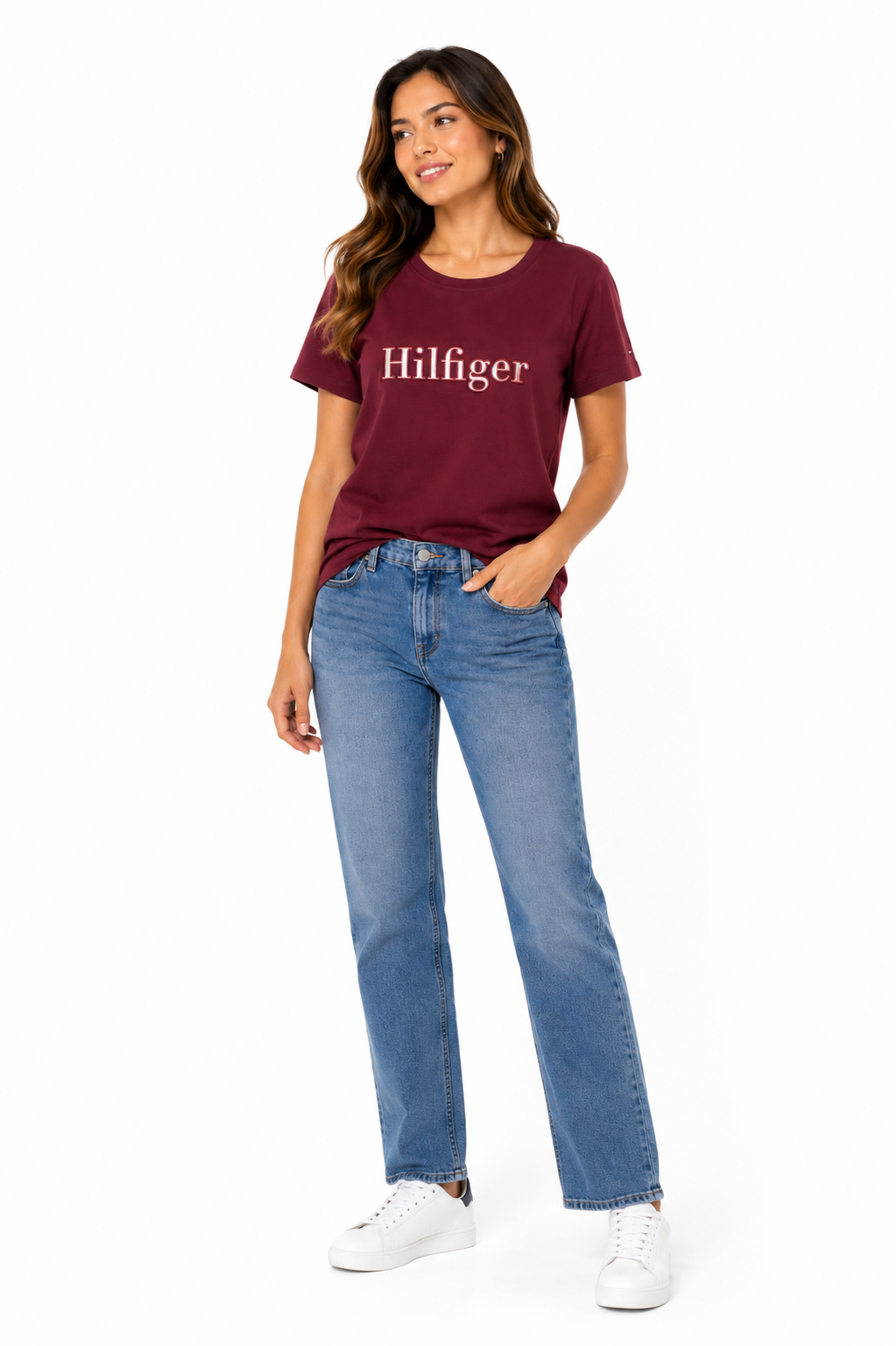 TOMMY HILFIGER-Plaid Hilfiger Logo T-Shirt