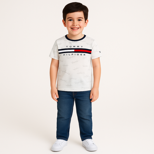 Tommy Hilfiger Babies' Signature Flag Stripe Logo T-Shirt