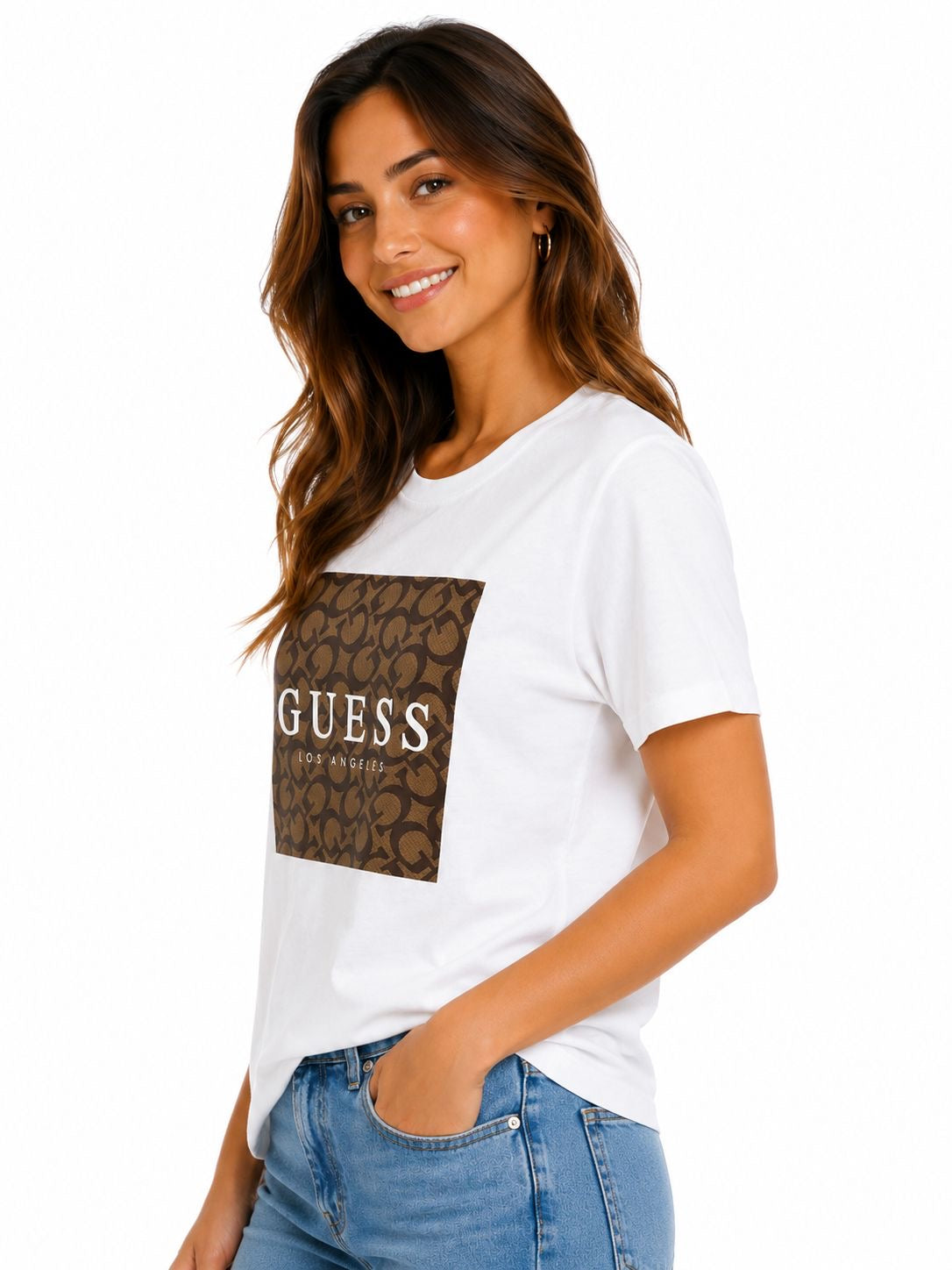 GUESS-White short-sleeved t-shirt for women