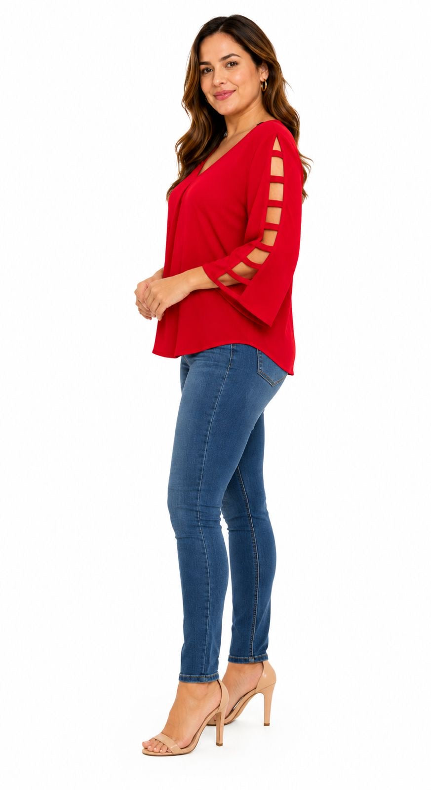 CATHY-Loose cut blouse in bright red