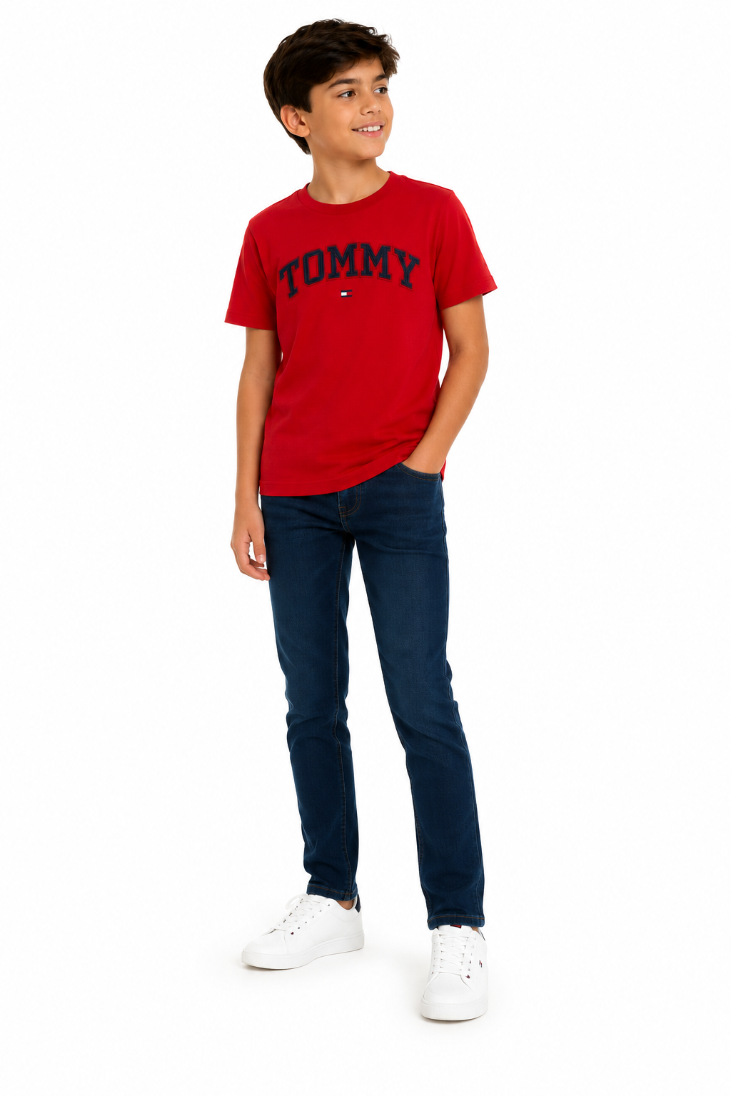 TOMMY HILFIGER-Red boy's t-shirt is from the Tommy Hilfiger brand