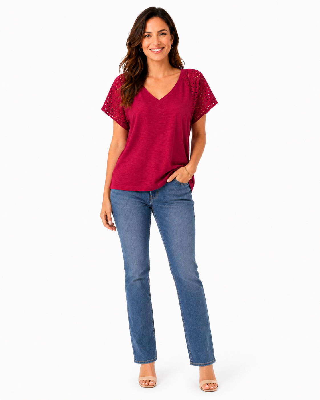 JANE+DELANCEY-Cotton t-shirt in intense fuchsia color from the JANE + DELANCEY Brand