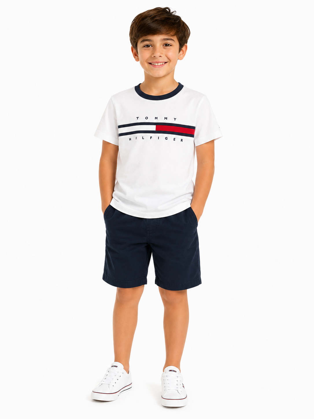 Tommy Hilfiger-Kids' Flag Stripe Logo T-Shirt