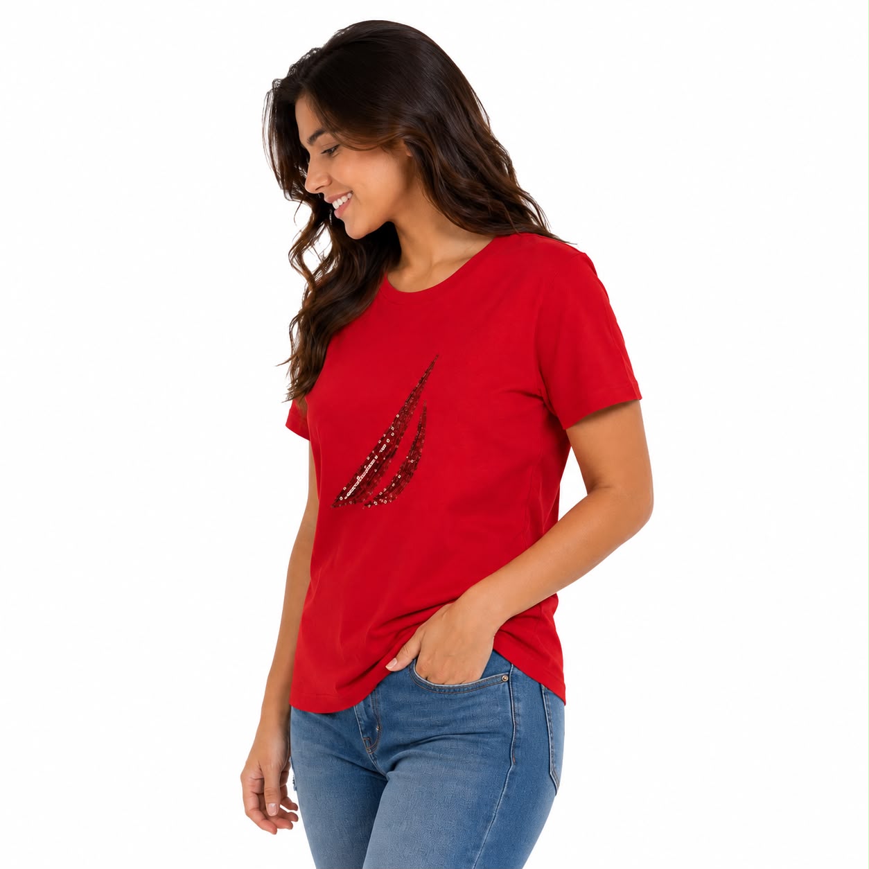 Nautica Sustainably Crafted Sequin Brand Icon T-Shirt