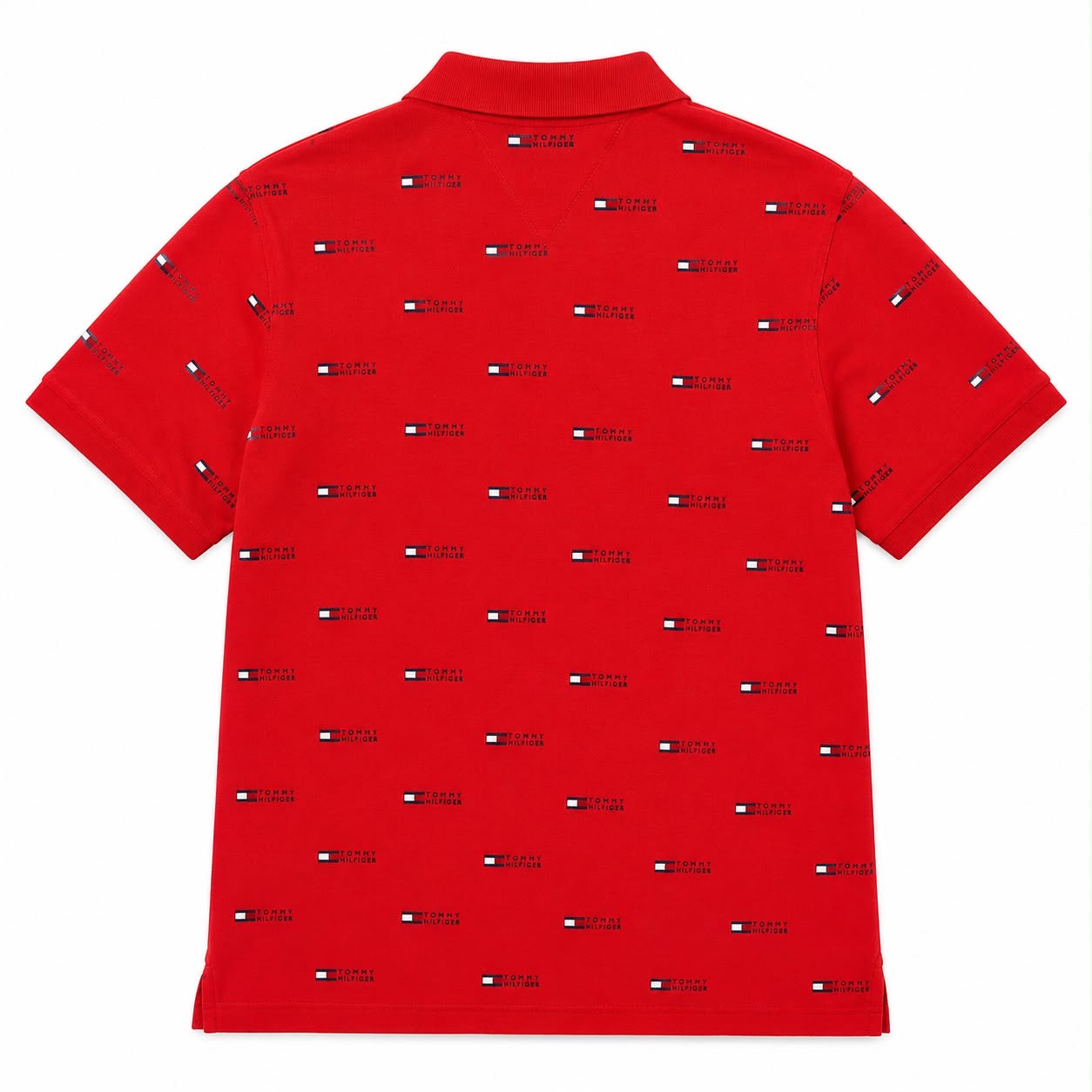 Tommy Hilfiger Kids Blush Red Printed Straight Fit Polo T-Shirt