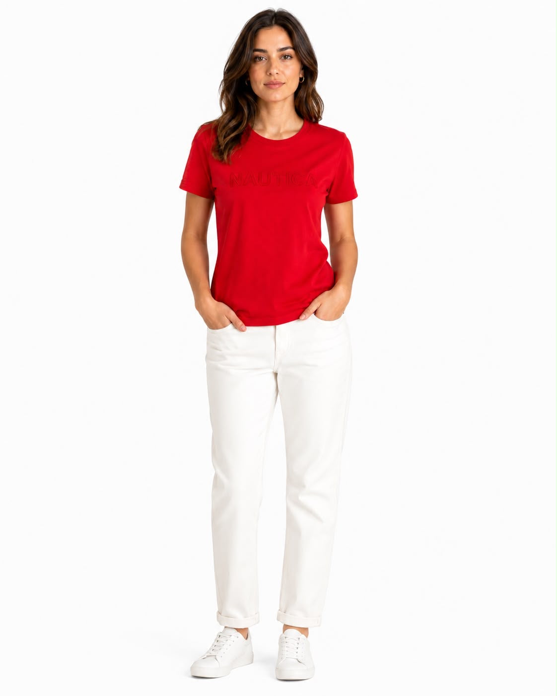NAUTICA-Red round neck t-shirt