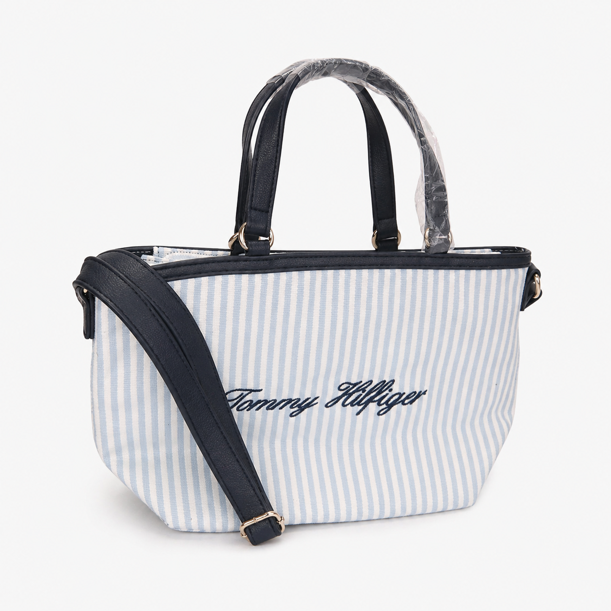 Tommy Hilfiger Striped Blue Polyester Bag