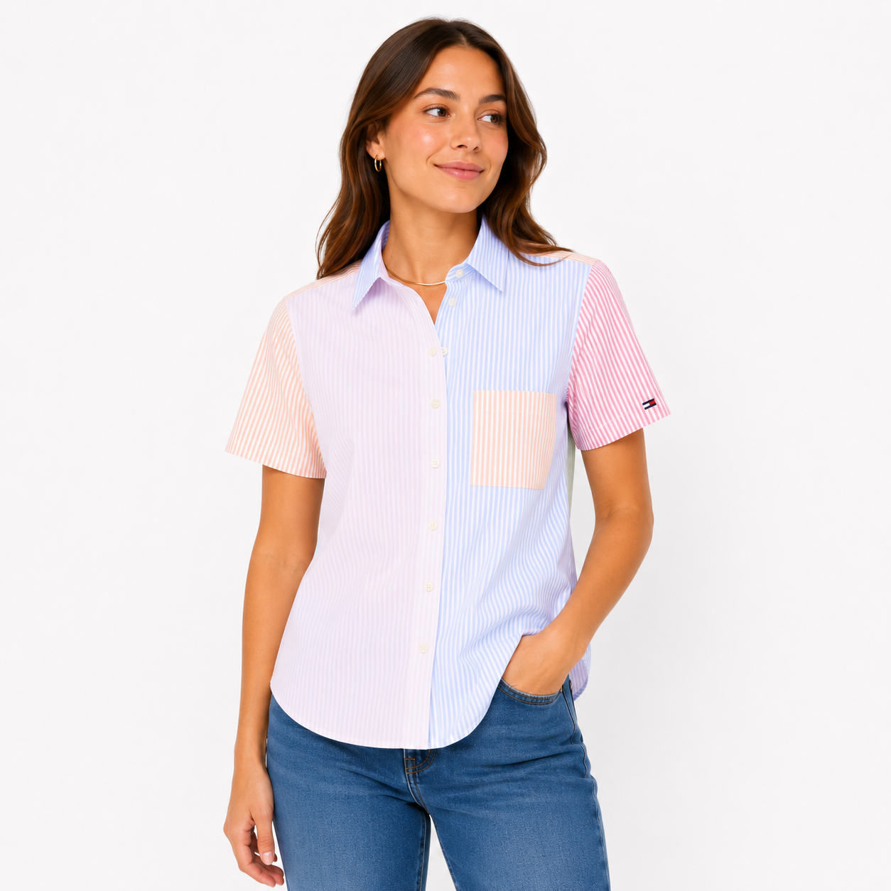 Tommy Hilfiger Multistripe Puff-Sleeve Shirt Women’s