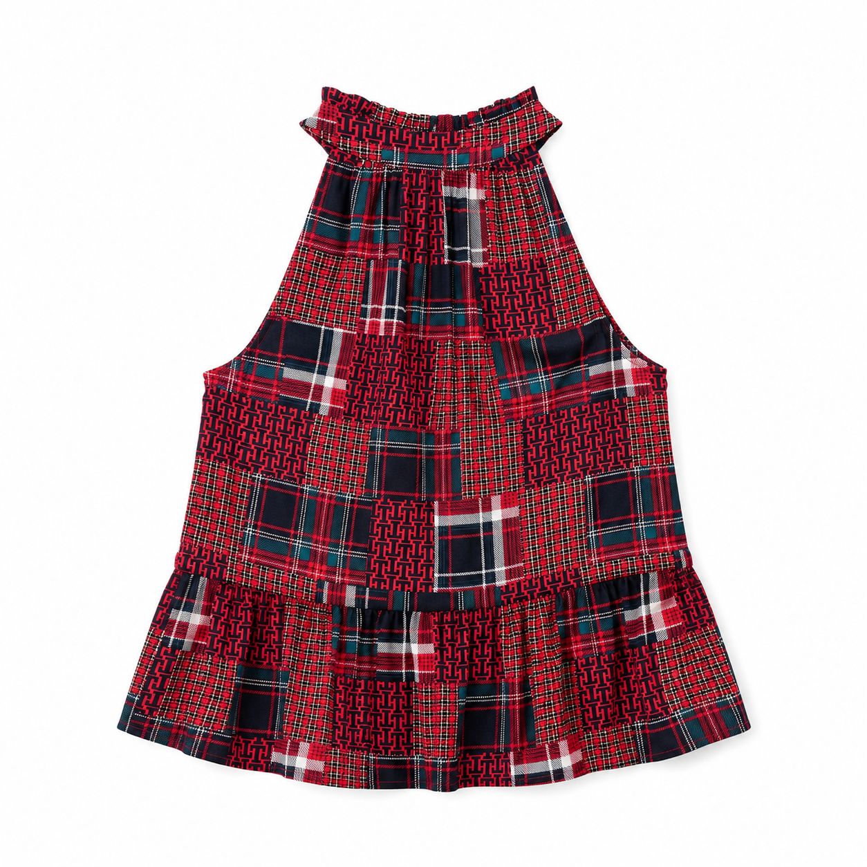 Tommy Hilfiger sleeveless blouse with red check patch print