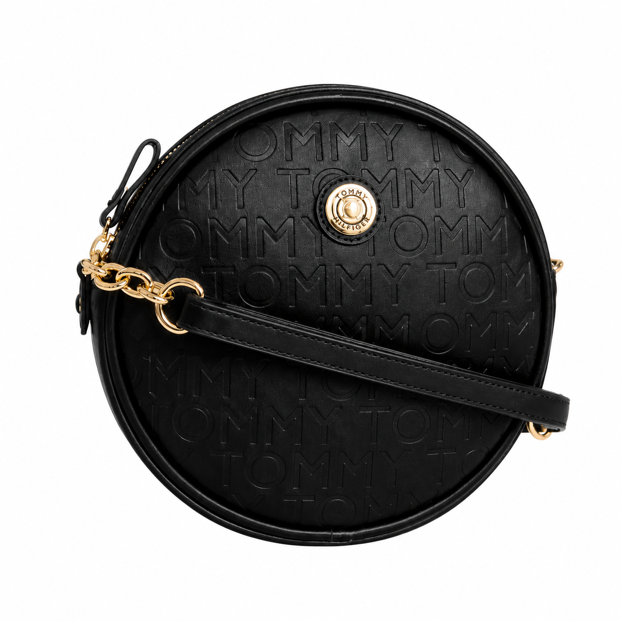 Tommy Hilfiger circular black faux leather crossbody bag
