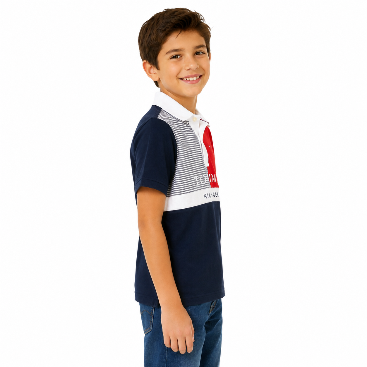 Tommy Hilfiger Boys Navy Colour Pique Polo Shirt