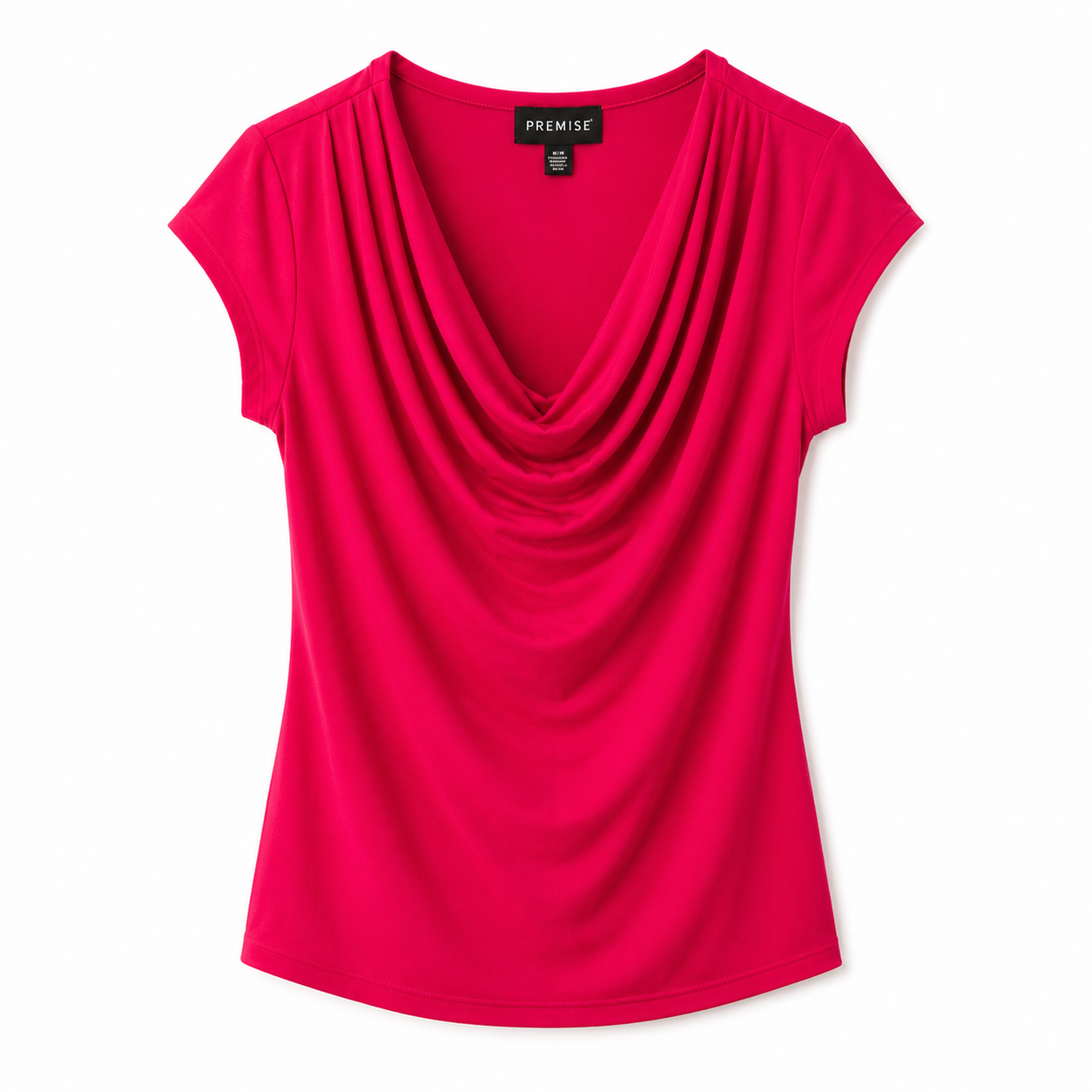 Premise pink knitted blouse with draped collar and short sleeves