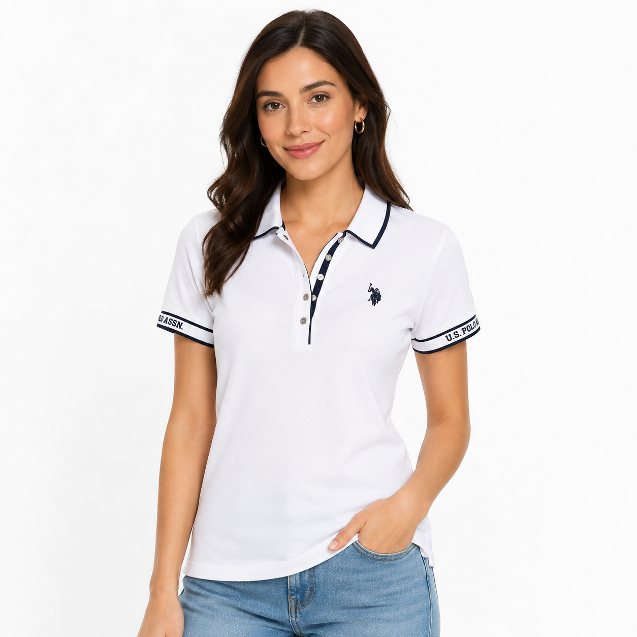 U.S. POLO ASSN-White polo shirt for women from U.S. Polo Assn