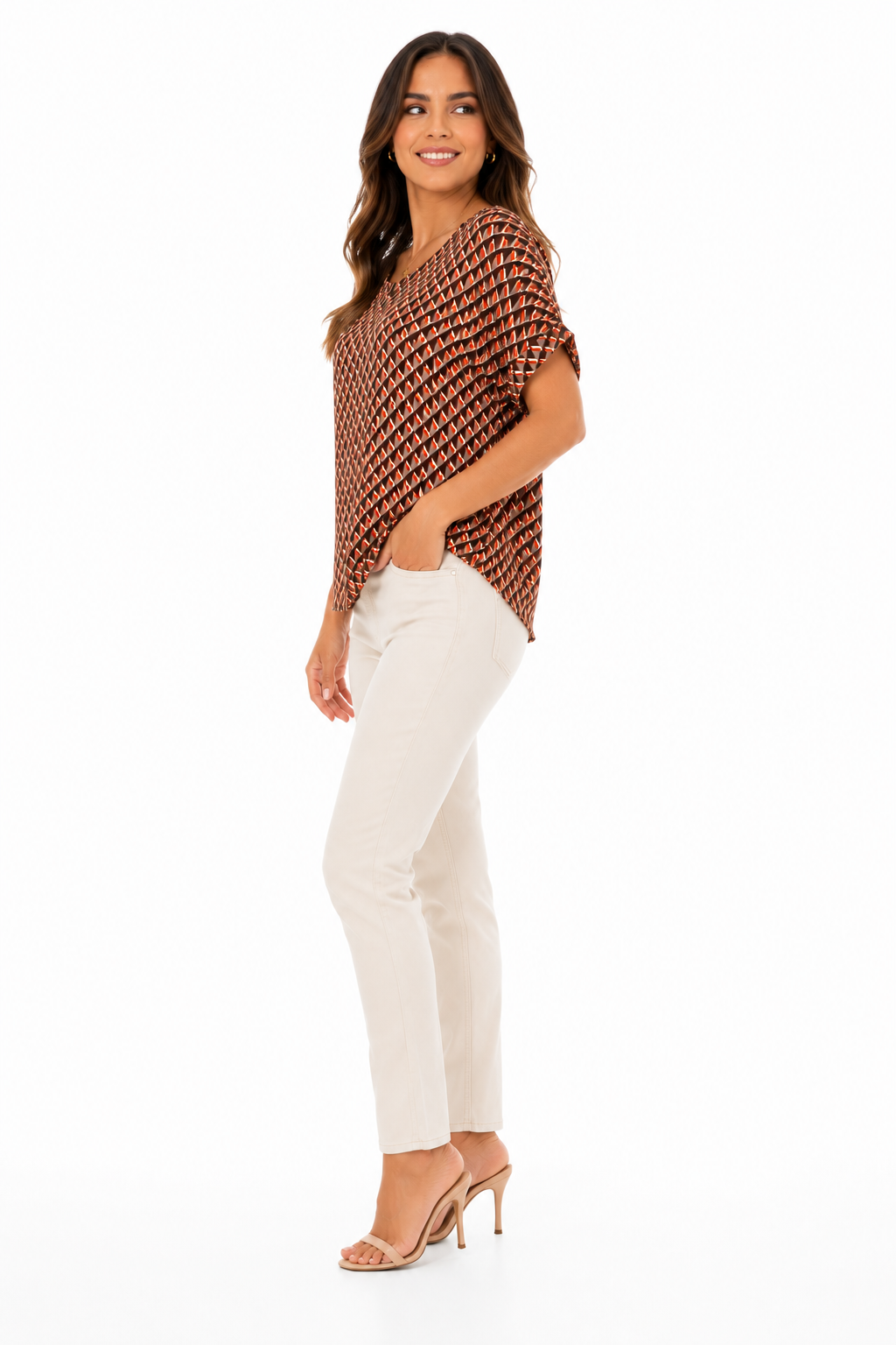 MELLÓDAY-Short-sleeved blouse with bat-type cut