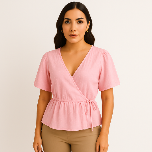 U.S. Polo Assn. Pink Polyester Embellished Short Sleeves Top
