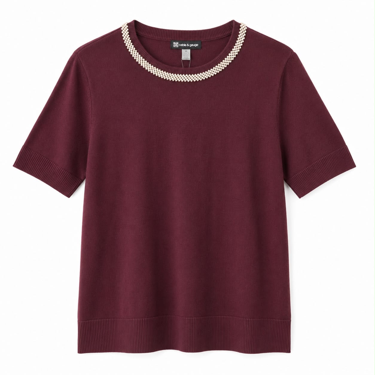 Cable & Gauge Short-sleeved fine knit sweater Women’s