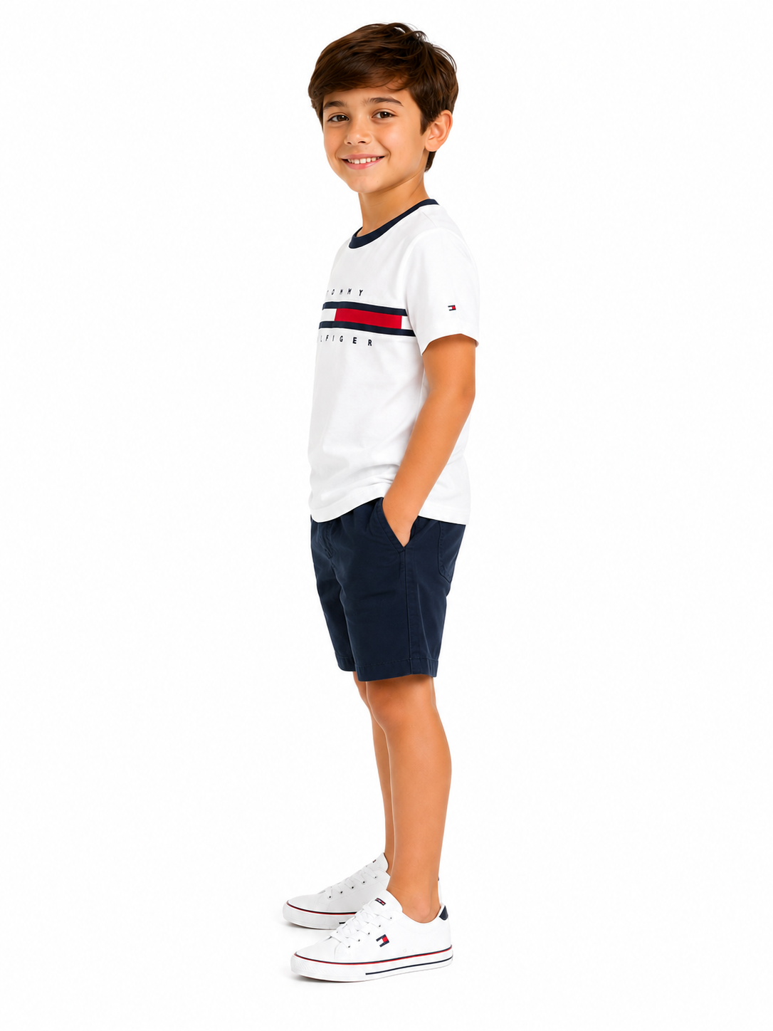 Tommy Hilfiger-Kids' Flag Stripe Logo T-Shirt