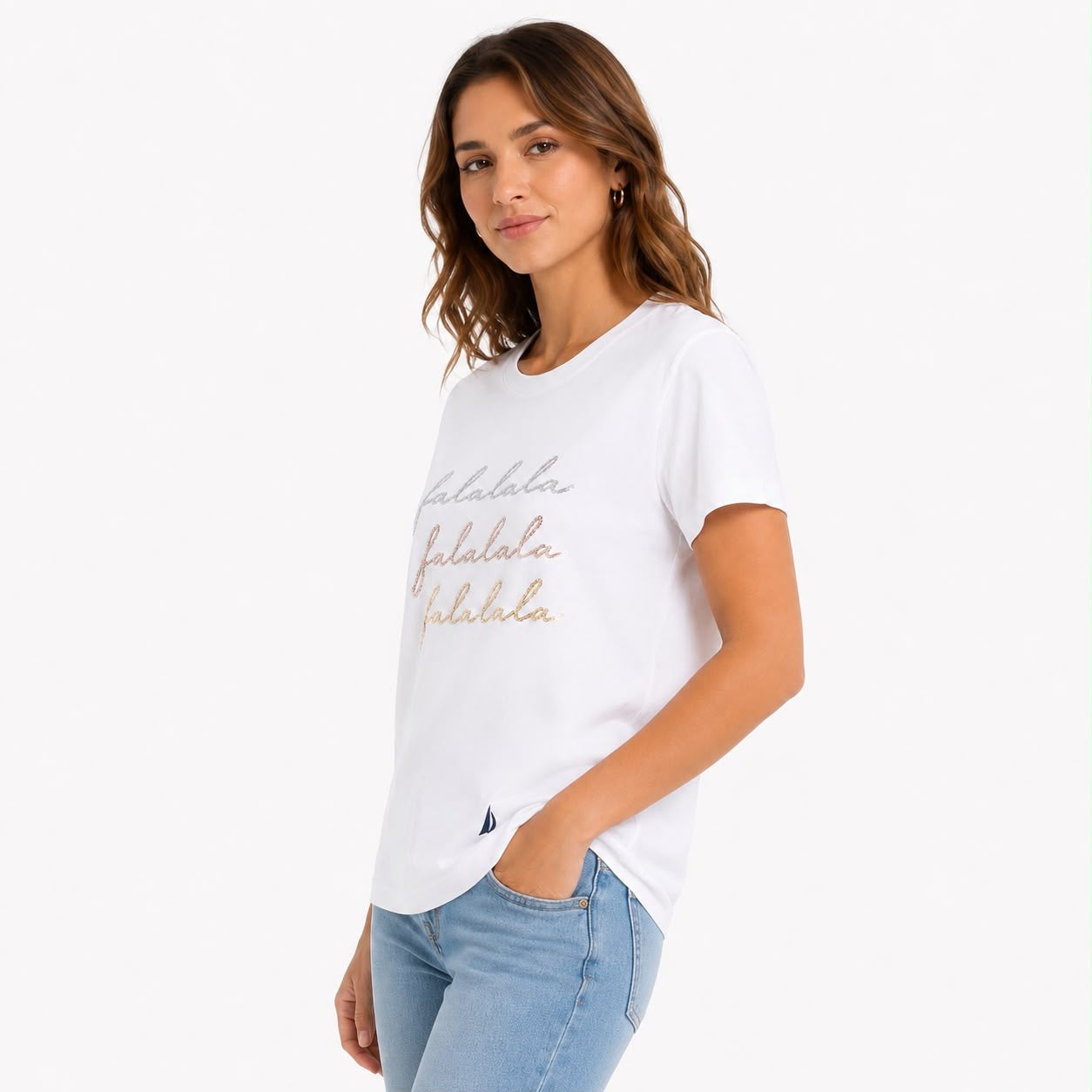 Nautica Sequin Fa-La-La-La-La Graphic T-Shirt