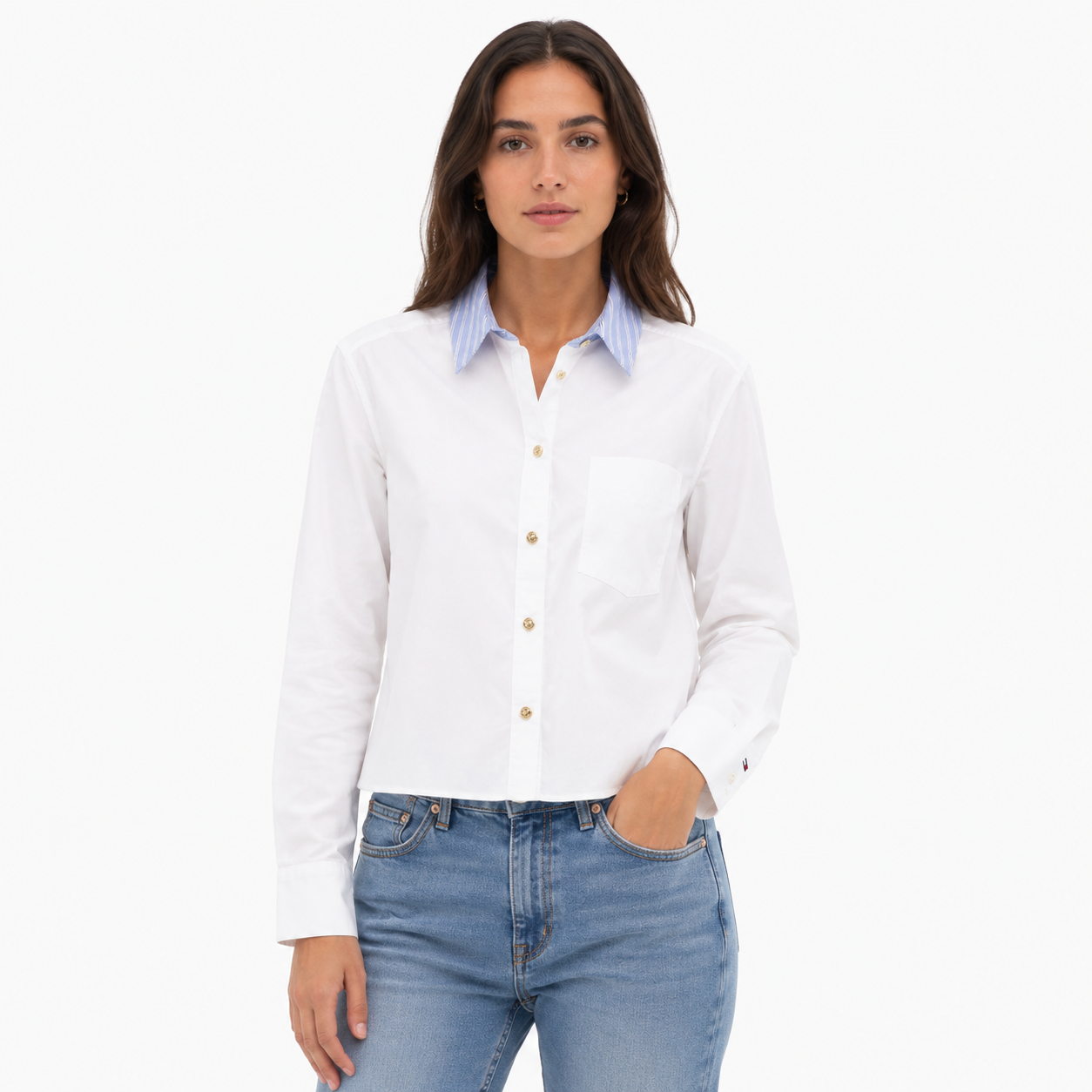 Tommy Hilfiger Relaxed Stripe Collar Poplin Shirt Women’s